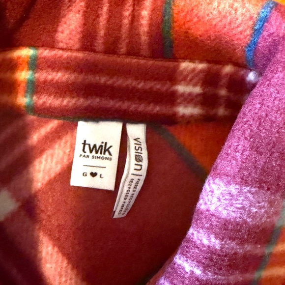 Burgundy and orange rustic polar fleece cropped soft shacket shirt NWT - Picture 6 of 9